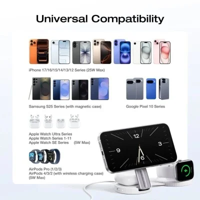 EcoFlow RAPID Mag Qi2.2 Wireless Charging Station 3-in-1 Foldable - silver